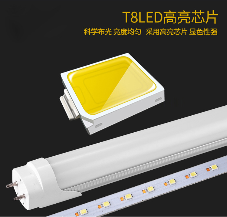 led灯管T8分体1.2米日光灯铝塑管学校车库医院商场工程照明灯管详情3