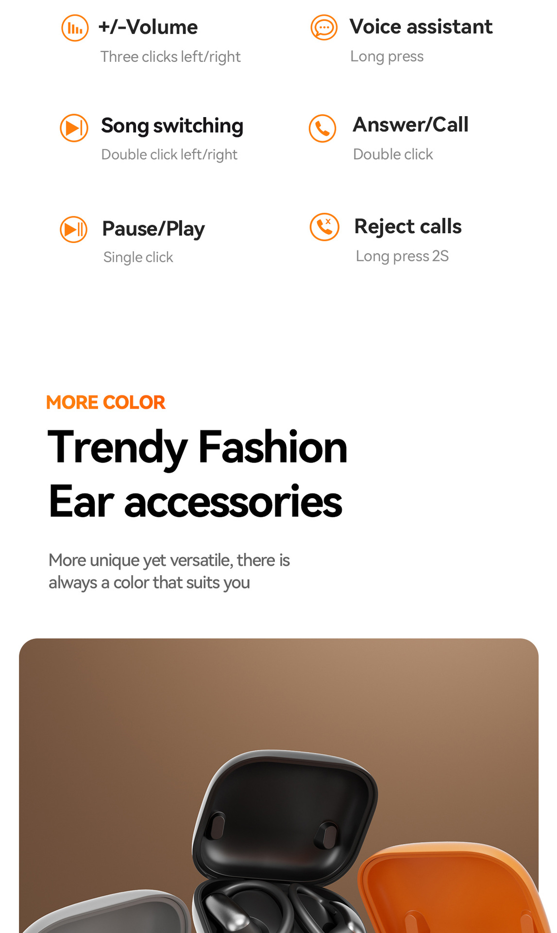 Nuevo producto smart crossover nuevo M144 orejar montado OWS semi-en el oído abierto bluetooth auriculares con doble pantalla de número modelo privado pic 20
