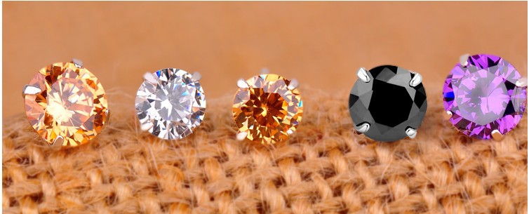 不锈钢饰品锆石耳钉四爪包钻钛钢真空电镀18K不掉色耳骨钉批发详情21