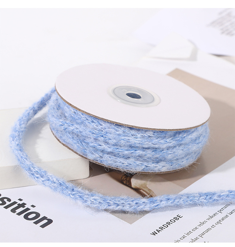 Colorful alpaca wool yarn, four-needle hand-woven ribbon, hair accessories, DIY gift packaging rope, textile wool yarn, leather accessories pic 15