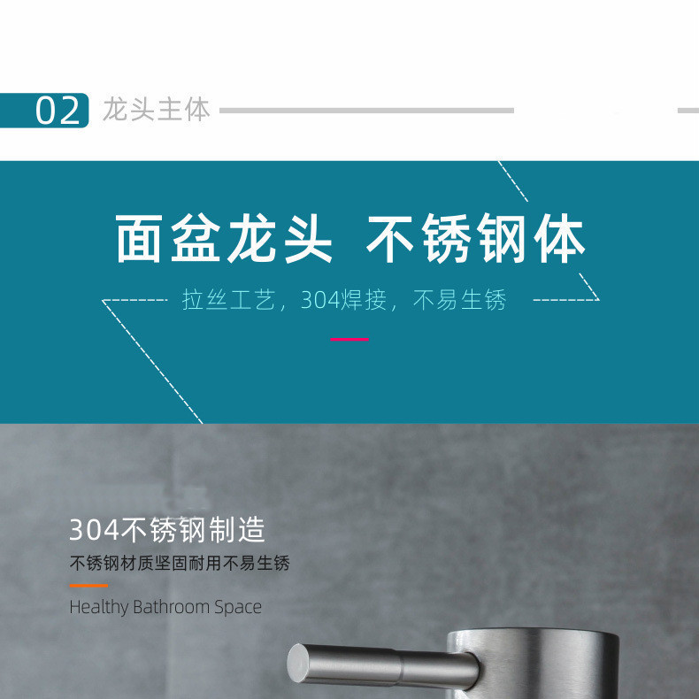 批发不锈钢面盆水龙头欧式烤漆洗手盆浴室柜冷热水暖卫浴面盆龙头详情12