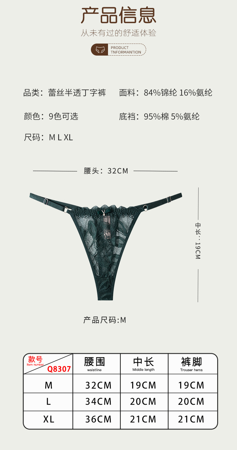 新款蕾丝T裤细带镂空诱惑内裤女情趣低腰丁字裤透明性感跨境外贸详情9