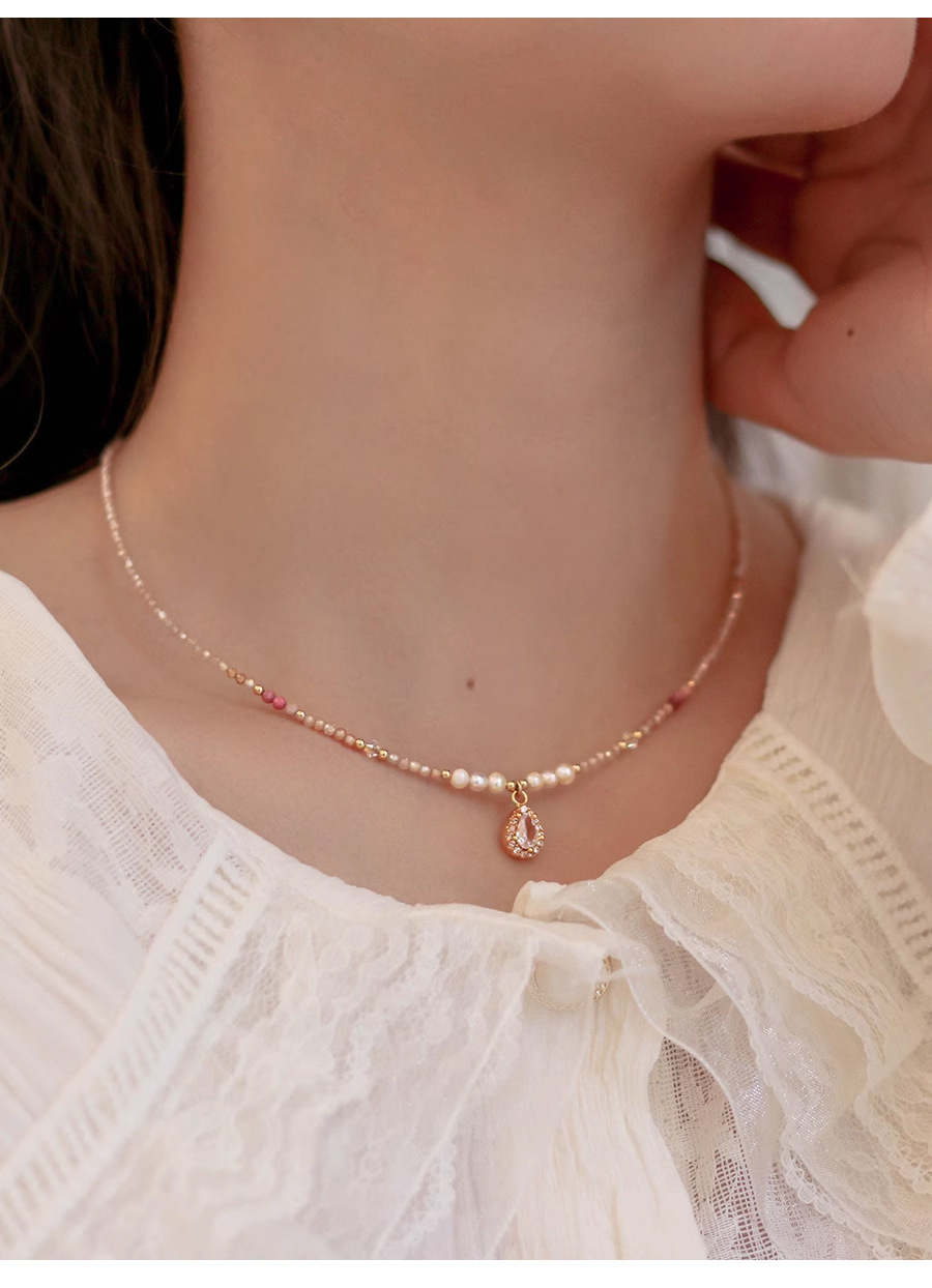 多巴胺项链不掉色女夏季高级感小众水晶锆石串珠吊坠锁骨颈链饰品详情16