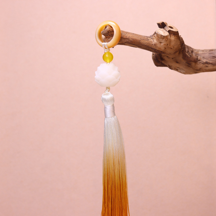 White, yellow and green Bodhi running ring pendant with tassel prayer beads pendant accessory, hand-held pendant with tassel hand-held prayer beads pendant pic 17