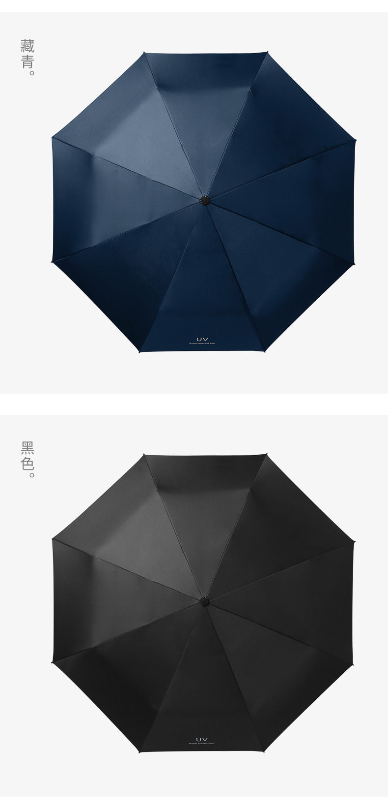 UV fully automatic opening and closing black rubber sunshade umbrella, weather umbrella, protective umbrella, sun protection three-fold umbrella, advertising umbrella, printed logo pic 14