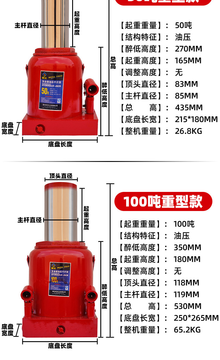 Hydraulic vertical 5-ton, 8-ton, 32-ton hydraulic 16-ton, 20-ton, 50t hand-cranked car jacks pic 15
