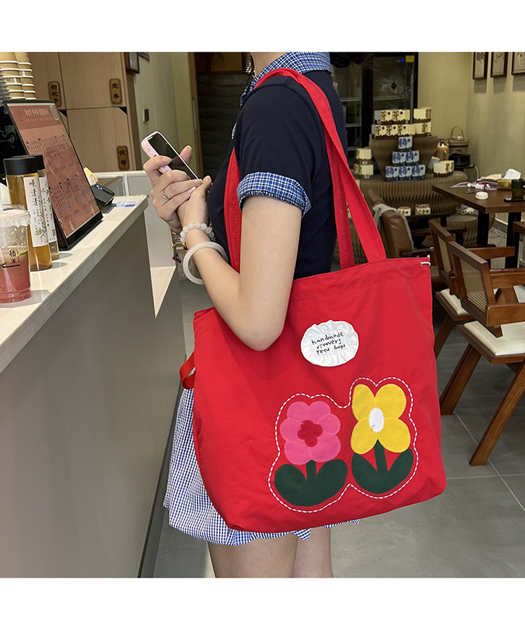 春夏新款小花布包潮流刺绣花朵托特包时尚2025ins 风包女上班通勤详情21
