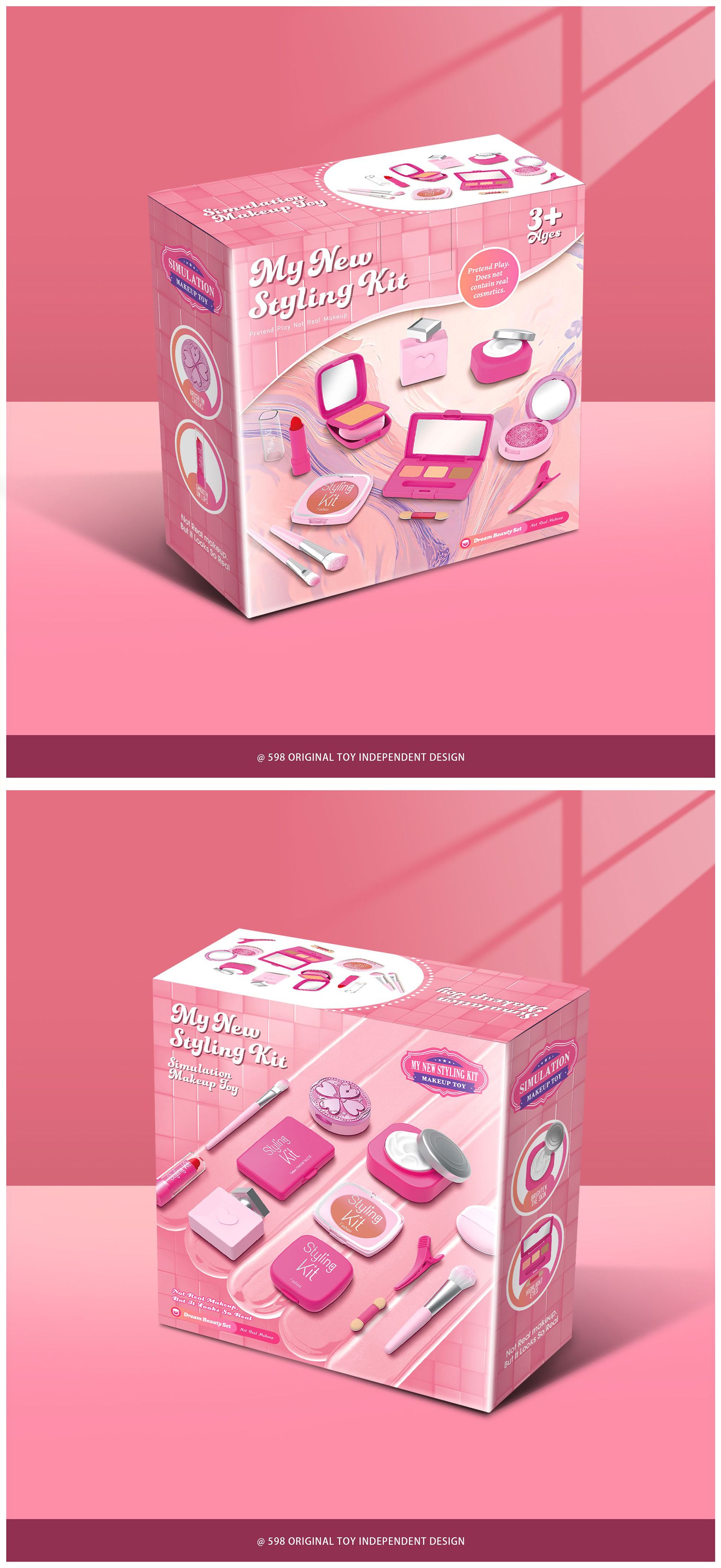 严选跨境新品儿童过家家仿真化妆玩具女孩彩妆套装不可涂抹亚马逊详情2