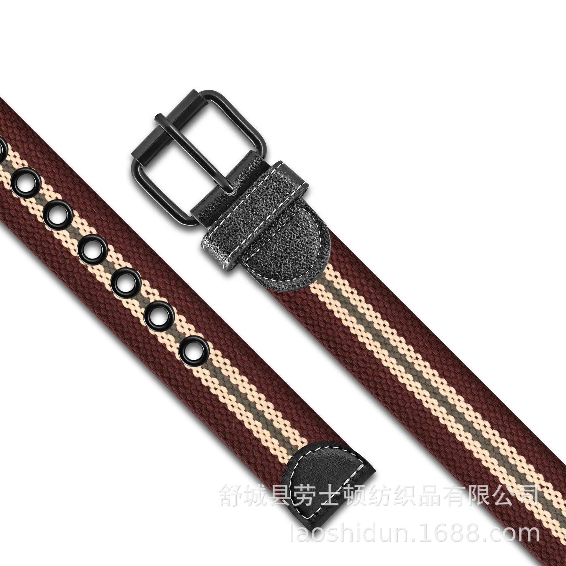 新款100克加厚条纹棉带 编织内腰带针扣训练常服皮带战术腰带详情3