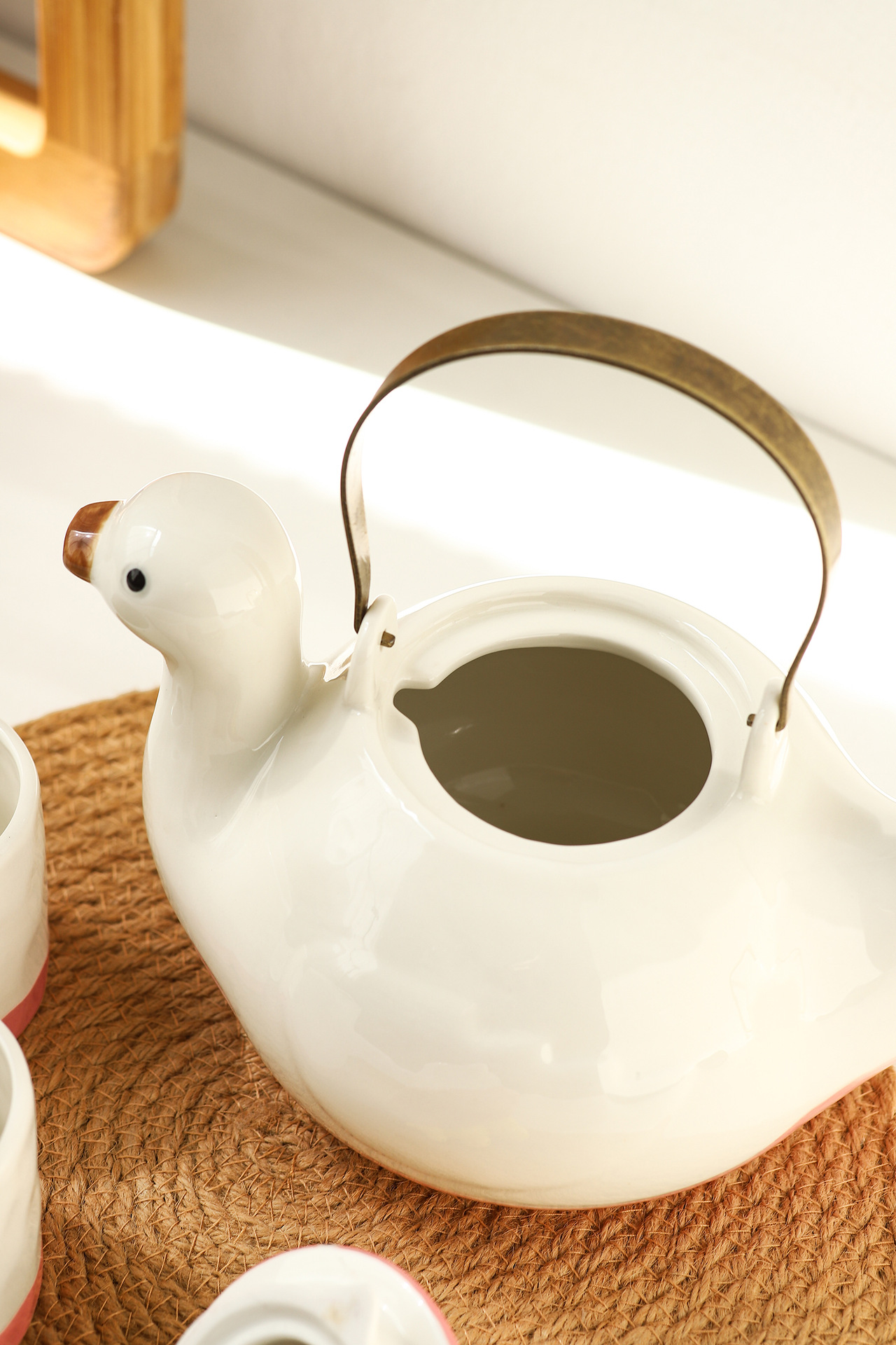 High-quality household teapots and cups, cartoon cute water bottle sets, creative duck ceramic water sets pic 10
