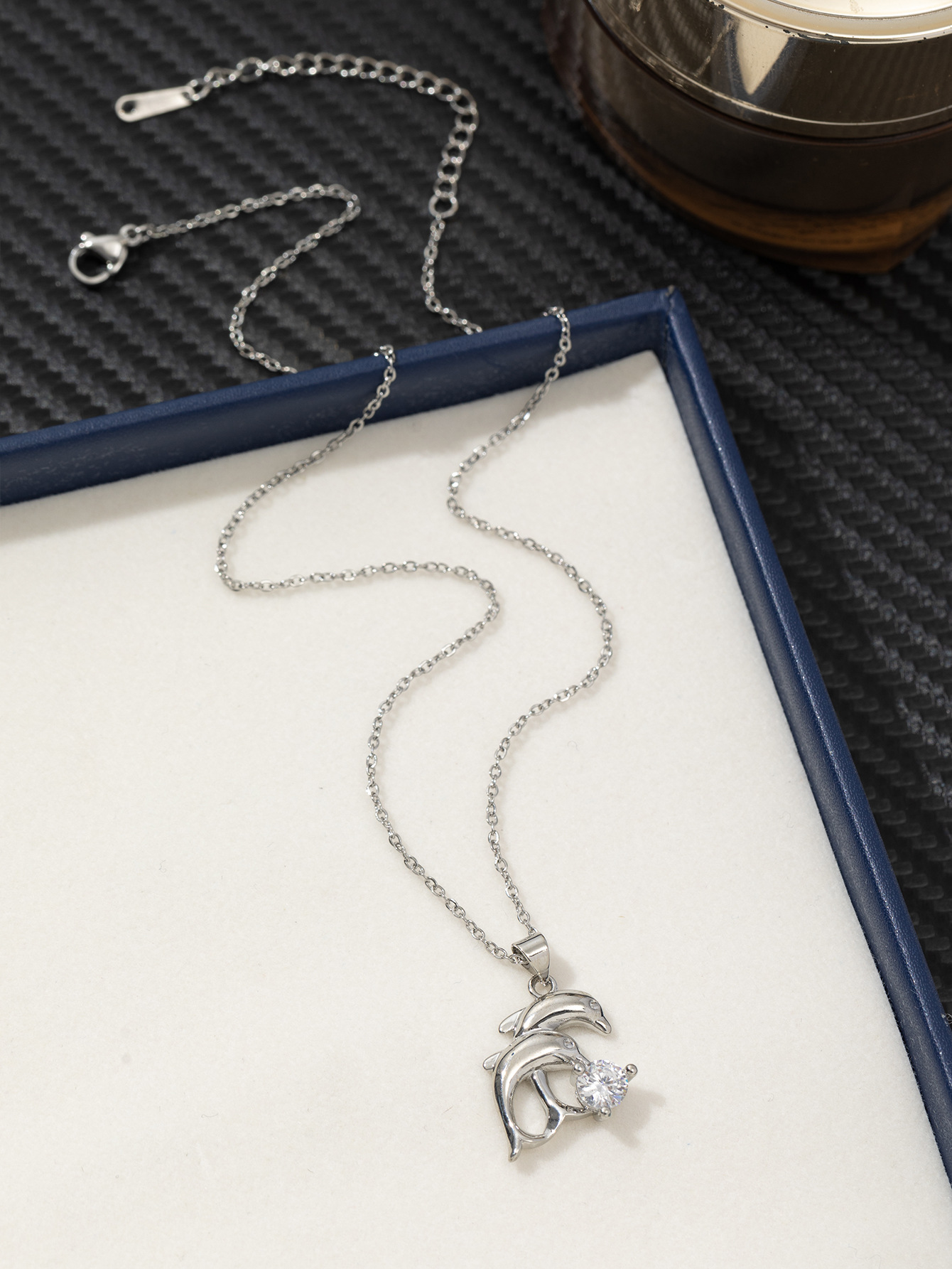 跨境合金锆石爱心花朵海豚简约百搭高级感吊坠项链锁骨链女批发潮详情15