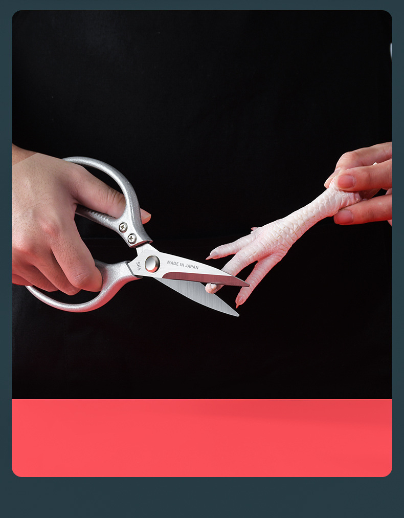 Senmeisi kitchen scissors, all-steel powerful chicken bone scissors, stainless steel multi-functional scissors, household bone scissors pic 15