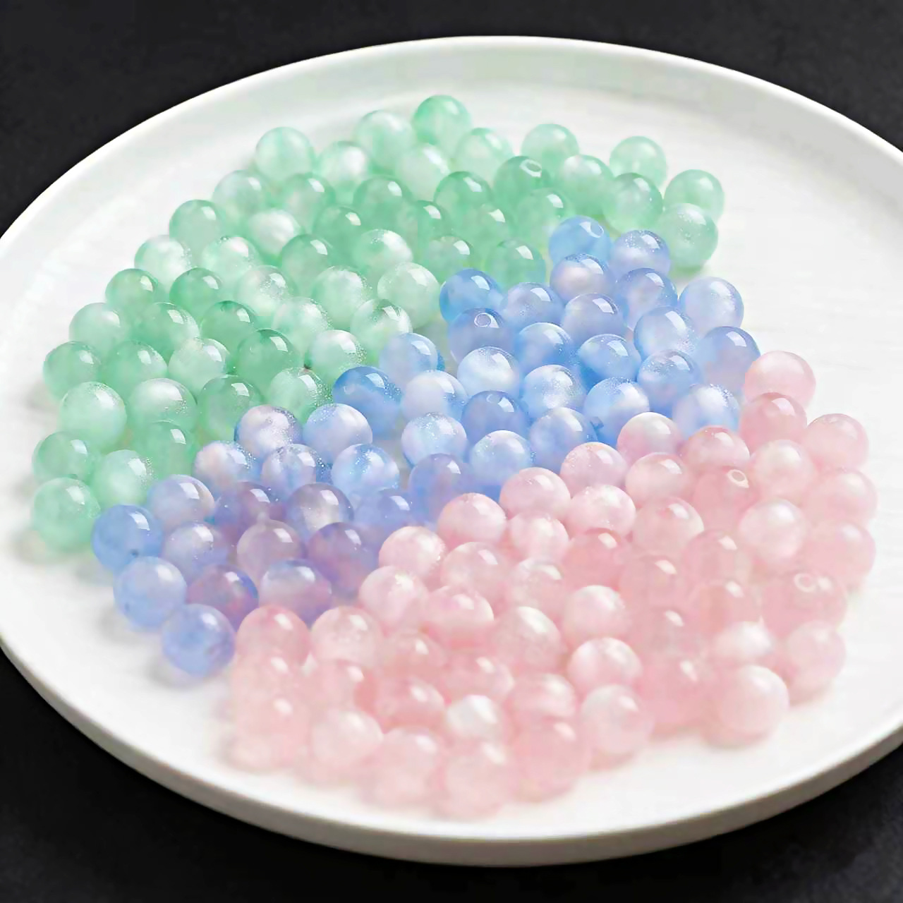 细闪双溏心光变猫眼珠树脂珠串珠散珠子手工diy饰品配件手链项链详情4