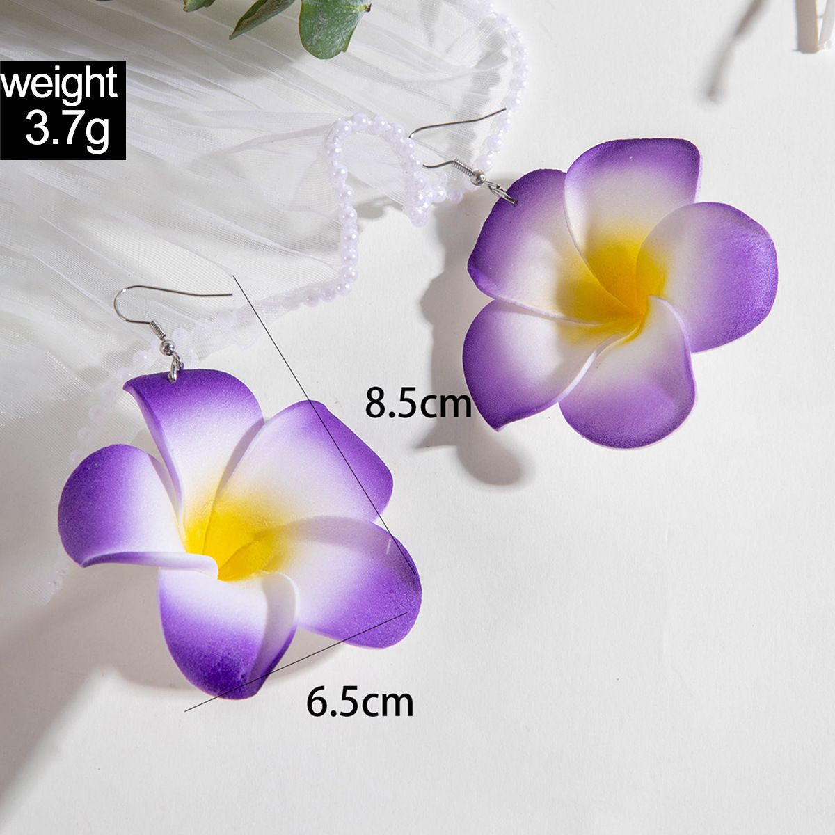 欧美跨境个性饰品紫色椭圆松石耳坠小众设计感玫瑰花朵耳环耳饰女详情4