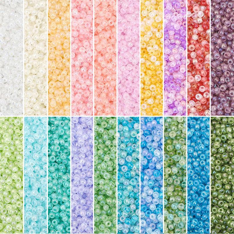 2/3/4mm cream mist iride rice beads, round beads, diy handmade bracelet, necklace accessory, glass loose beads material pic 2
