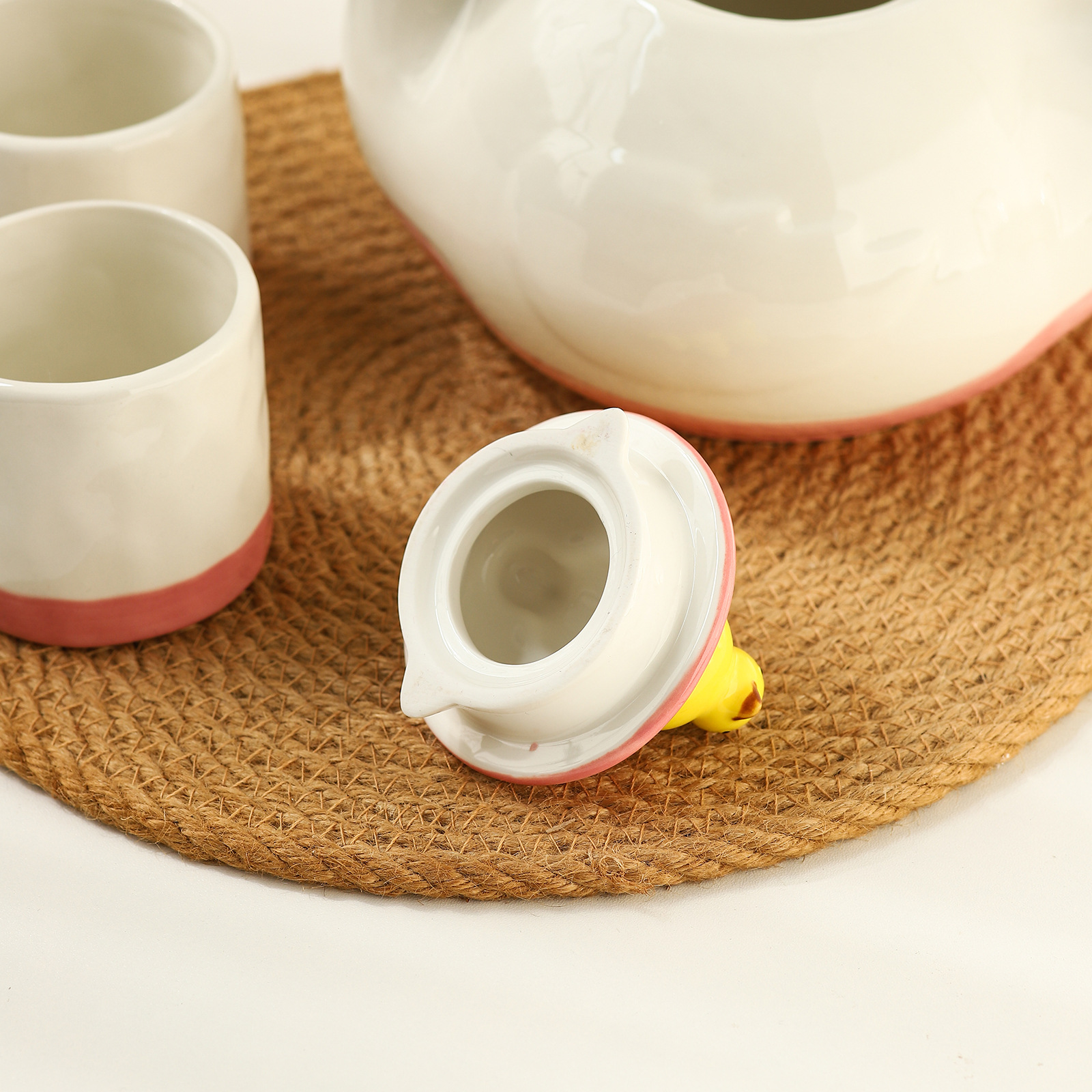 High-quality household teapots and cups, cartoon cute water bottle sets, creative duck ceramic water sets pic 9