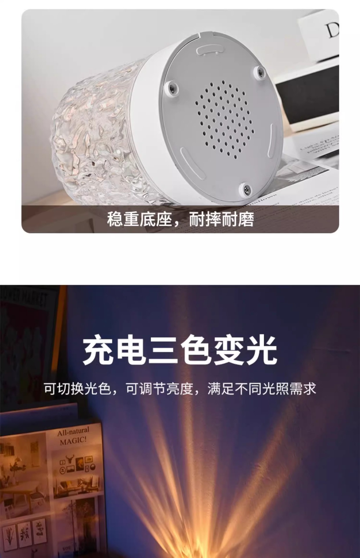 水波纹灯氛围灯卧室小夜灯光影浪漫旋转水纹灯床头灯投影极光礼物详情18