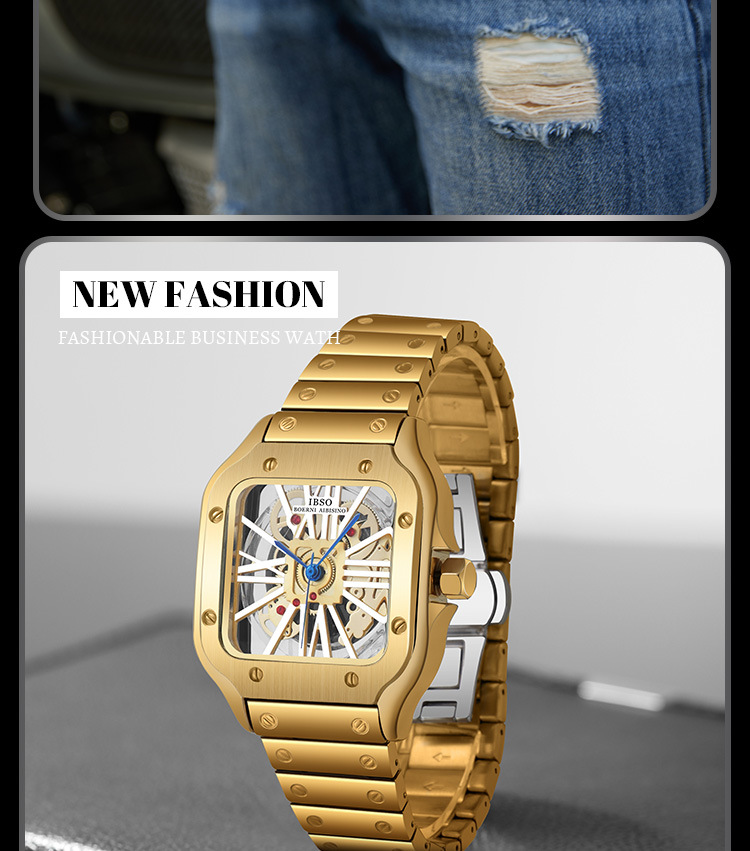 愛彼思諾 2026 鏤空新款男士手表30 米生活防水不銹鋼精品手表詳情3