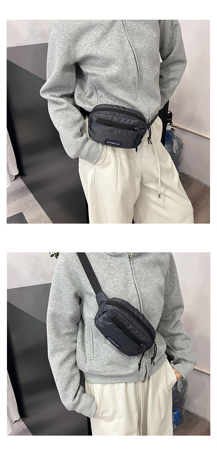 批发新款小号拼色斜跨彩色运动腰包男女同款户外跑步女士胸包百搭轻便实用详情5