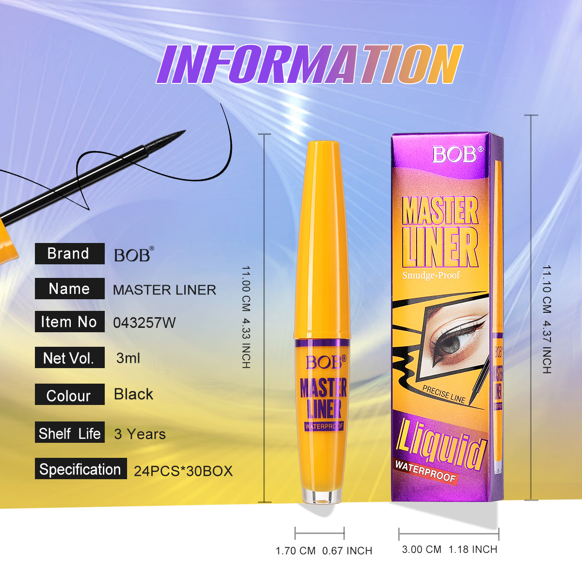 Cross-border BOB Thick and Natural Mascara is a three-dimensional, slender, curling and non-staining eyelash base cream pic 5