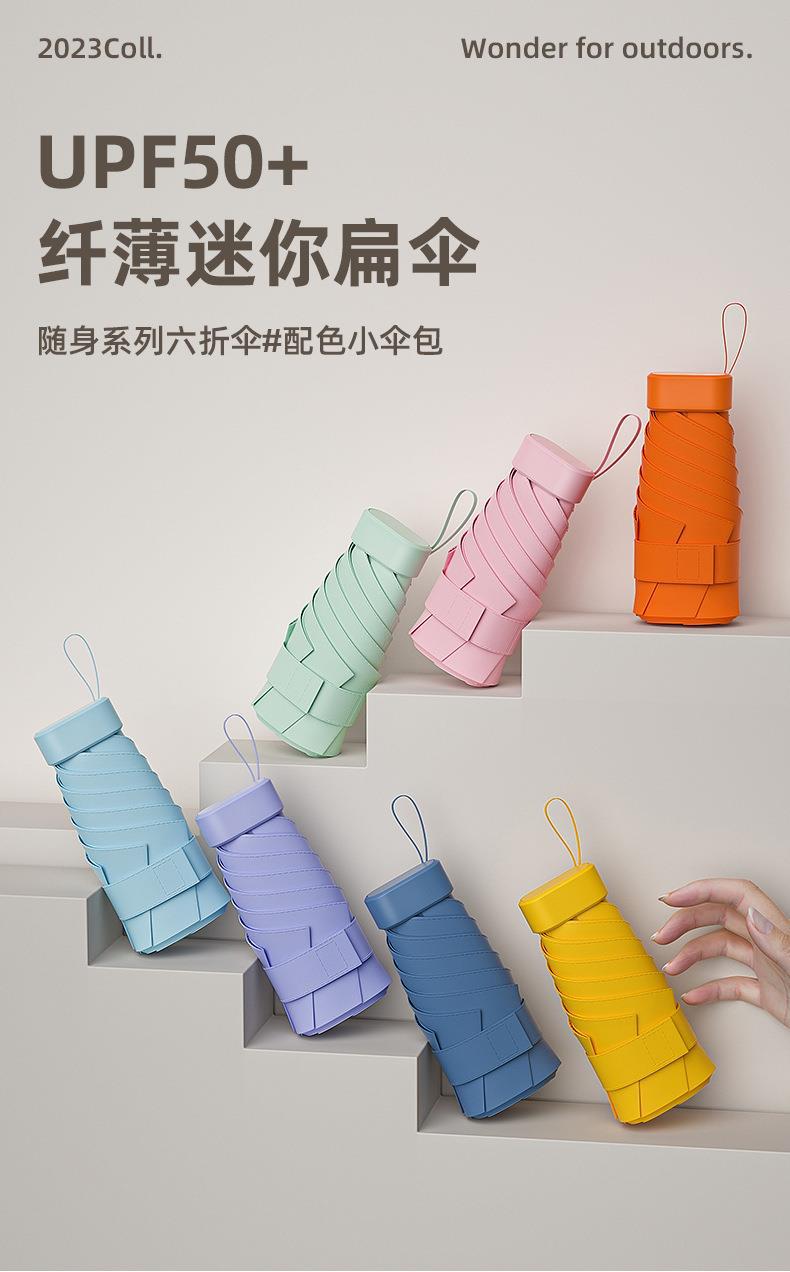 遮阳晴雨伞礼品广告伞可印logo黑胶六折防晒伞便携口袋伞加工批发详情1
