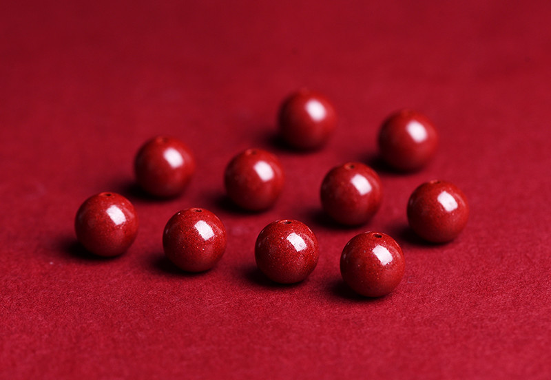 Jiuya Crystal natural raw ore cinnabar loose beads, purple gold sand round beads, semi-finished products, imperial red sand decorative beads pic 15