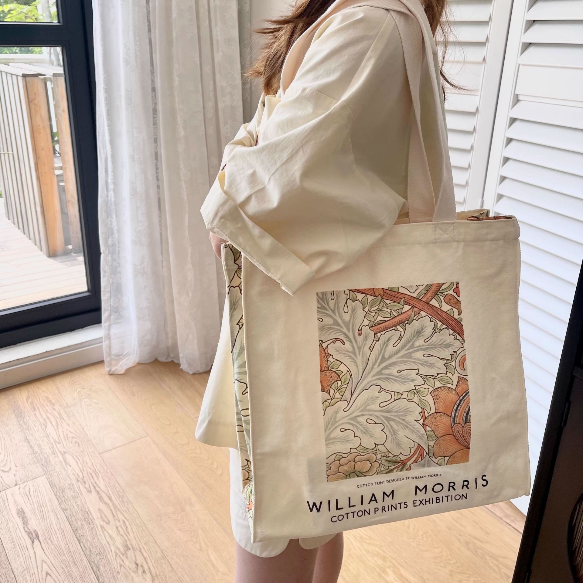 文艺风帆布包包大容量拉链单肩包外出手提袋便当包通勤妈咪包详情8