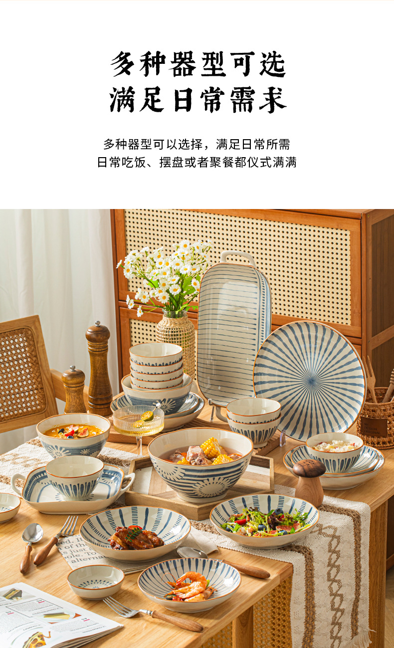 日式餐具套装家用饭碗盘网红釉下彩碗筷汤碗盘子送礼陶瓷碗碟套装详情16