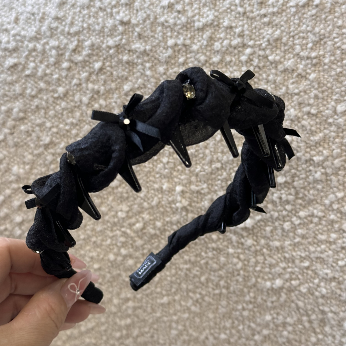 水钻蝴蝶结纱质褶皱缠绕发箍带齿防滑显脸小高颅头箍发卡发饰新款详情20