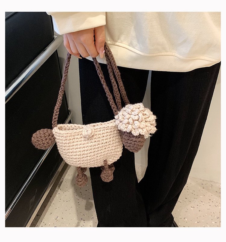 手工编织包包diy针织毛线包可爱卡通小羊编织包单肩斜挎包女成品详情29