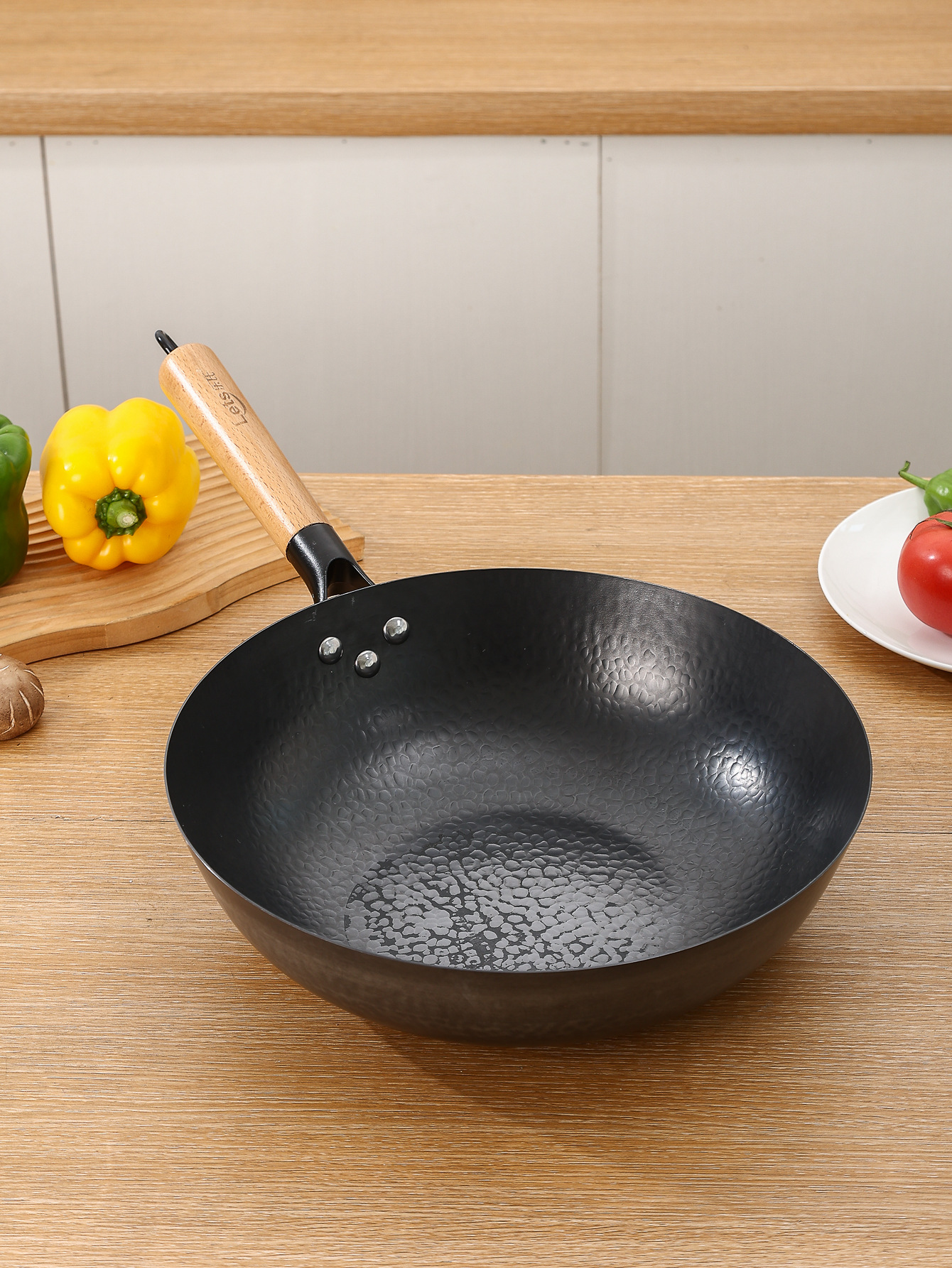 乐氏章丘铁锅超市同款锤纹无涂层不粘迷你家用平底炒锅日用百货锅具详情6