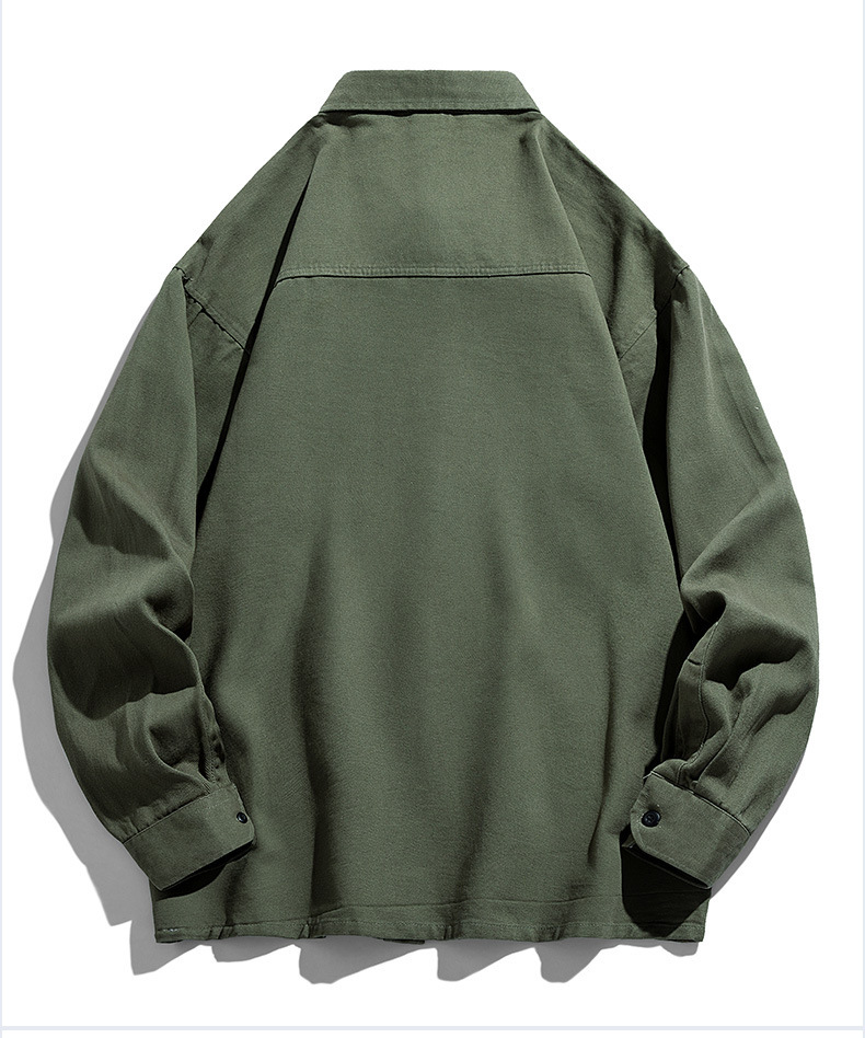 2024春季男士新款棉质衬衫休闲宽松纯色工装日系潮流ins长袖衬衣详情17