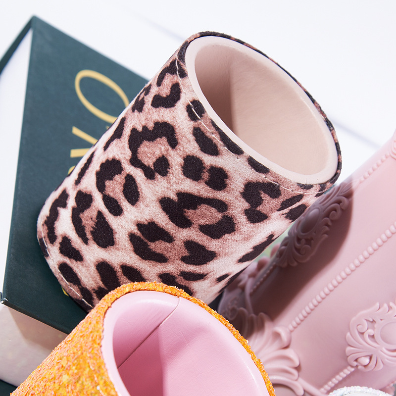 定制圆形PU皮革亮片化妆工具收纳桶防尘笔筒印刷logo日用百货收纳用品详情10