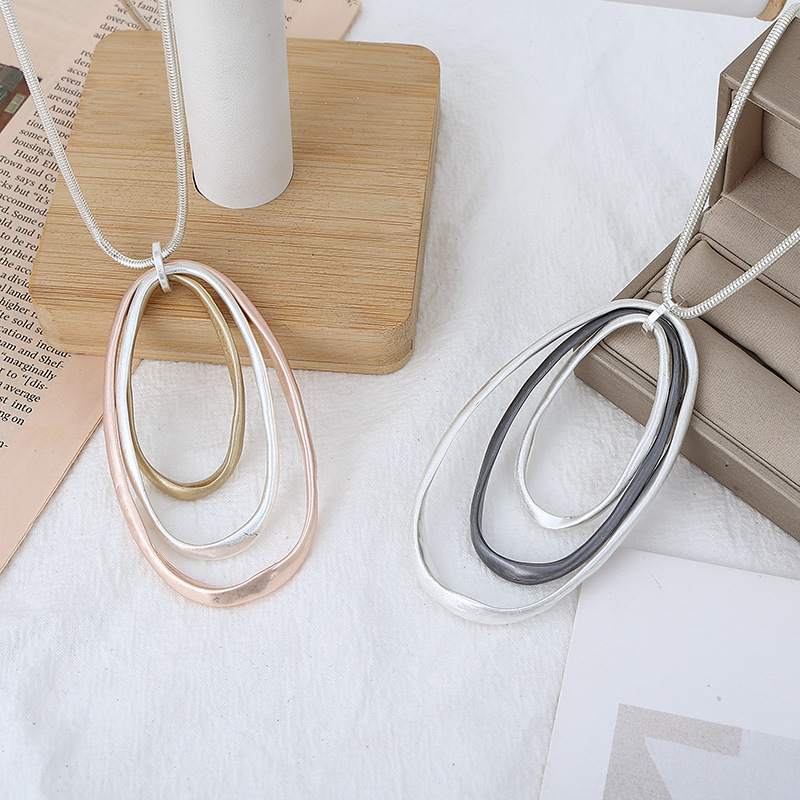 跨境饰品亚马逊爆款热销欧美复古长款项链几何吊坠女士金属毛衣链详情12