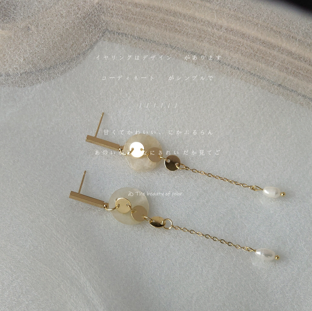 Freshwater pearl 925 silver needle plated with 14K, handcrafted design, long tassel earrings, feminine charm, Japanese and Korean ins earrings pic 5