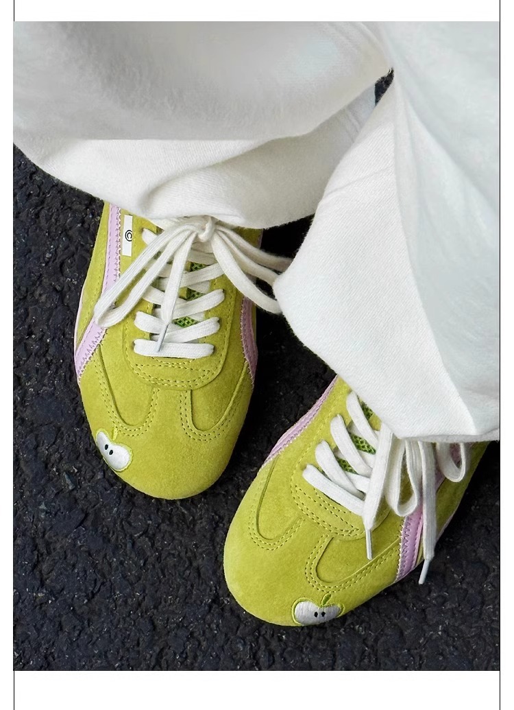 新款厚底增高红色苹果系带德训鞋复古时尚百搭阿甘运动休闲鞋女详情15