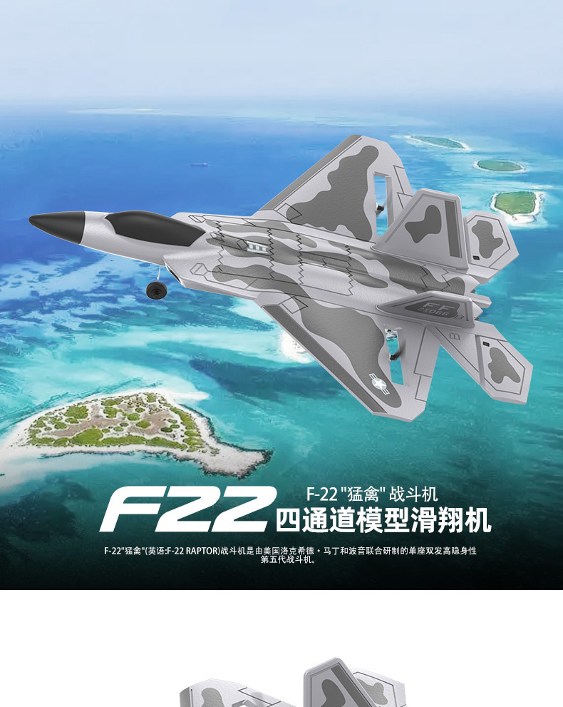 Cross-border BM22 channel Large F22 fighter jet fixed-wing foam remote control aircraft glider pic 10