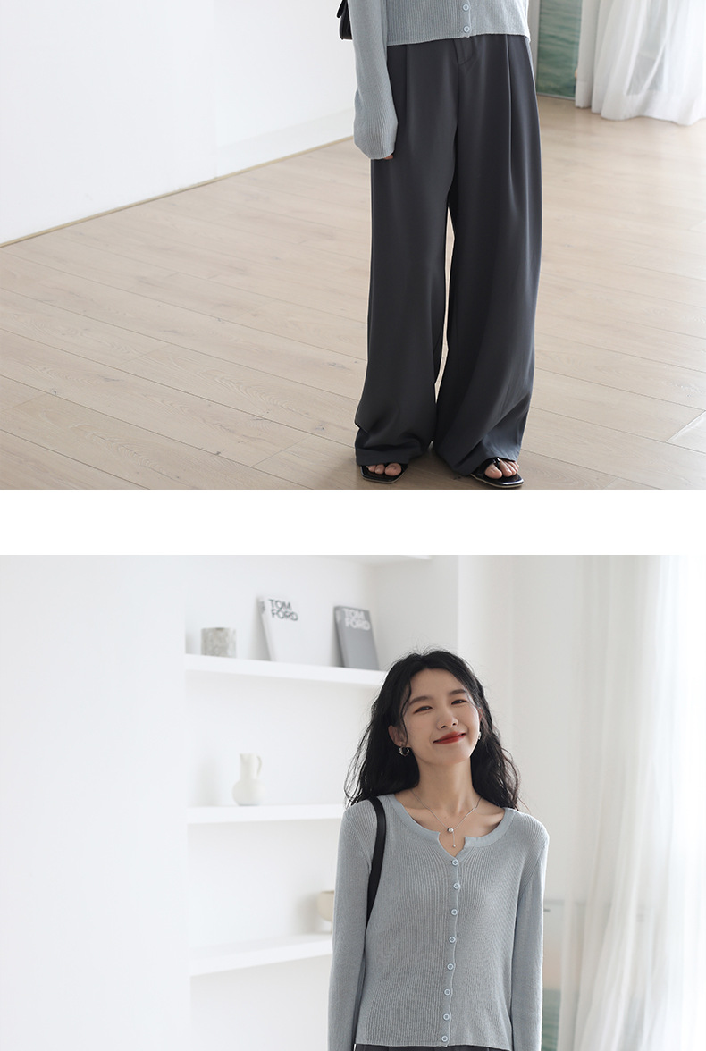 6羊毛品牌女装2025新款圆领长袖针织开衫 宽松百搭毛衣外套 空调衫秋季外搭女士精致加工详情9