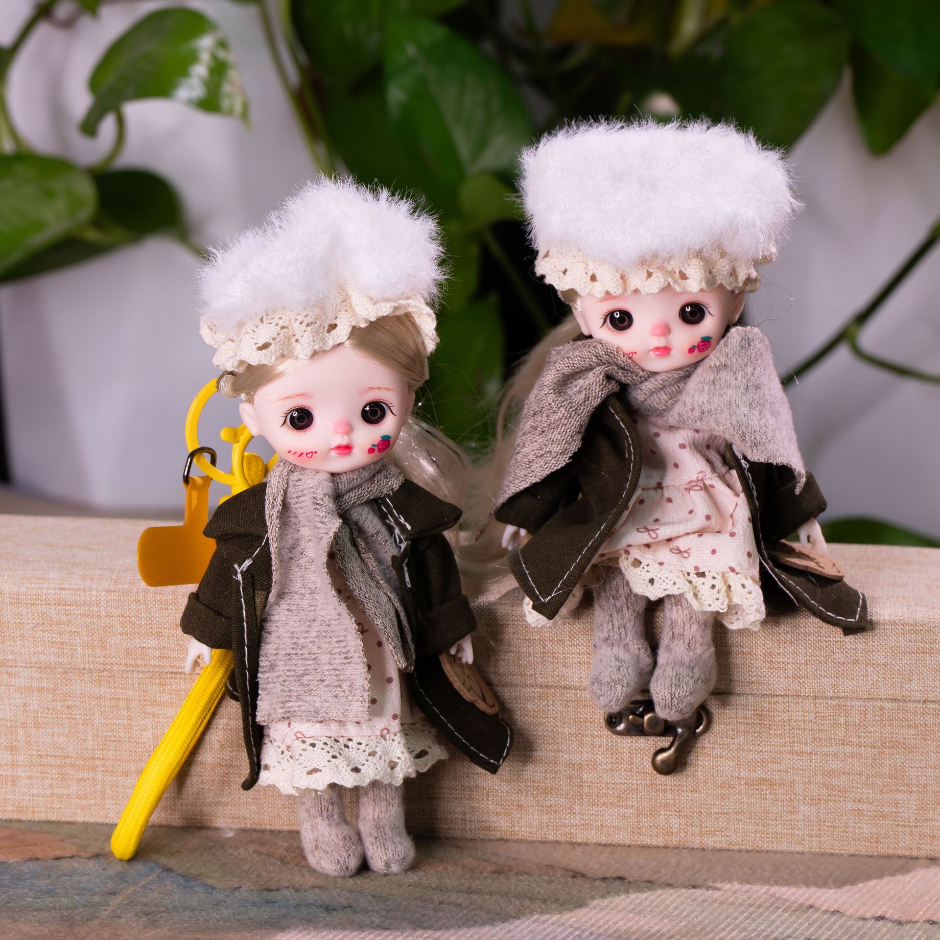 新款潮玩娃娃挂件6寸17公分换装衣服公仔关节可活动手机包包钥匙详情12