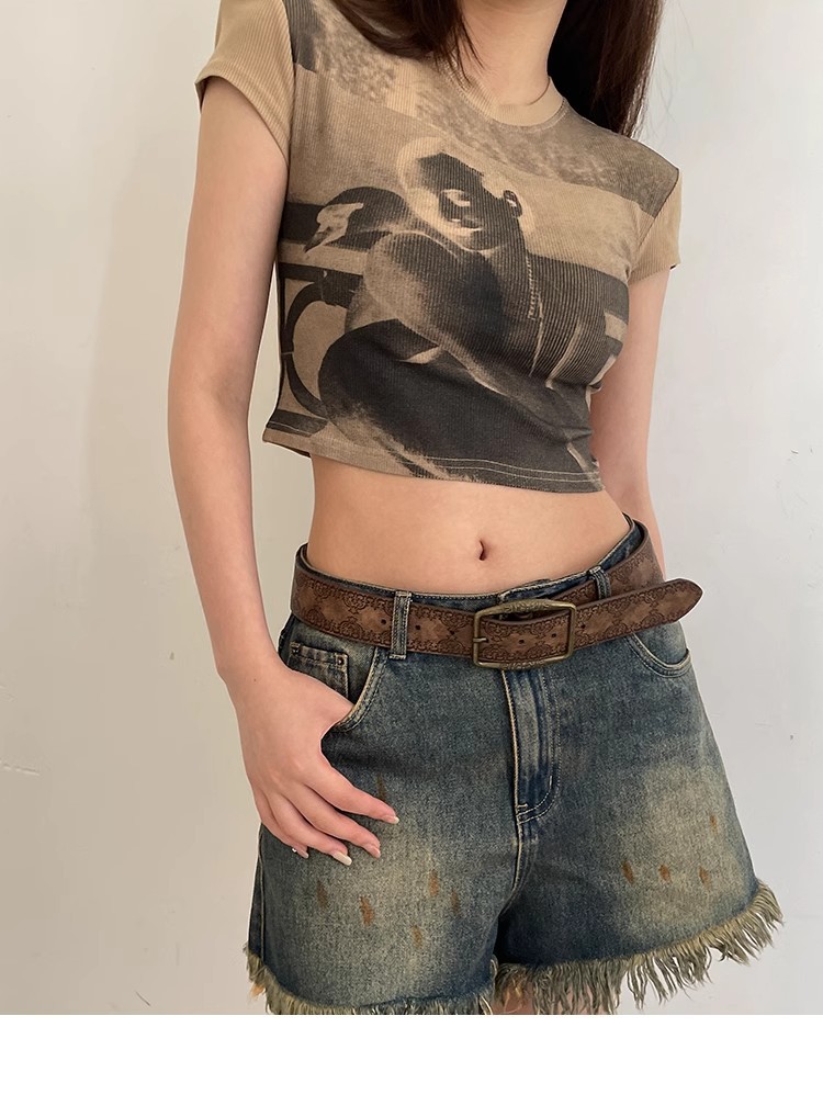 American retro belt for women, new ethnic style belt, versatile with jeans, high-end brown pic 5