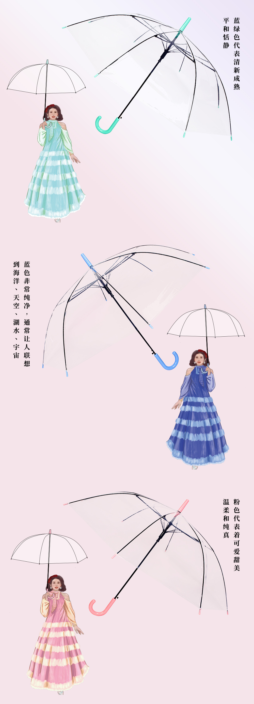 加厚塑料POE地推网红伞透明磨砂素色雨伞摆摊便宜应急雨伞送人详情8