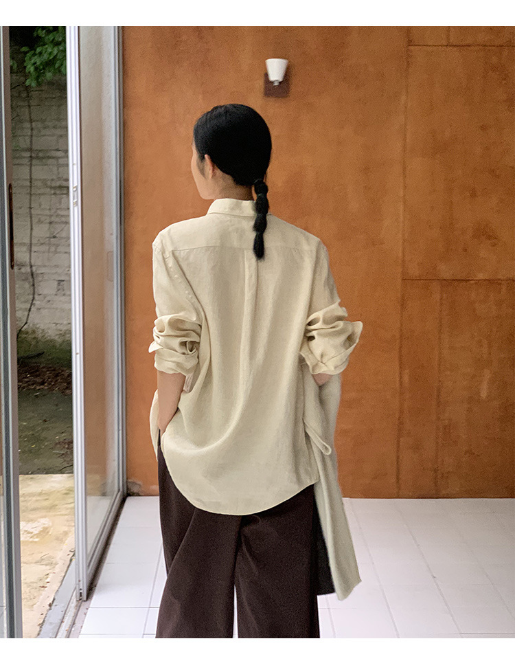 clean 慵懒舒适亚麻衬衣女2025十三行春季新款韩版时装衬衫 52271详情15