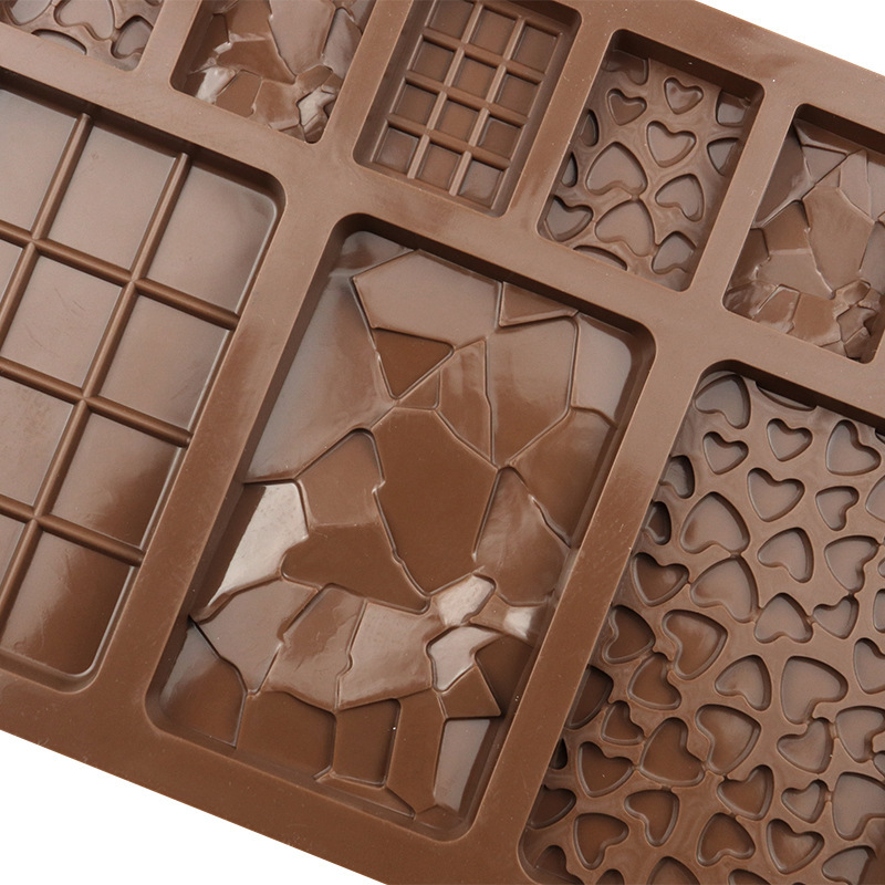 Accesorios para bebés y niños molde de galletas nuevo molde de chocolate de silicona en stock 9 líneas diferentes de página completa de silicona de grado alimenticio para hornear molde pic 7
