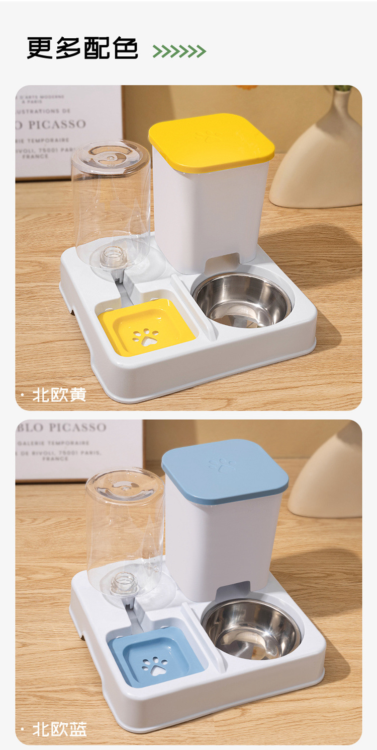 Cat automatic feeder, water dispenser, two-in-one cat food bowl, large-capacity dog bowl for drinking water, pet cat water bowl pic 14