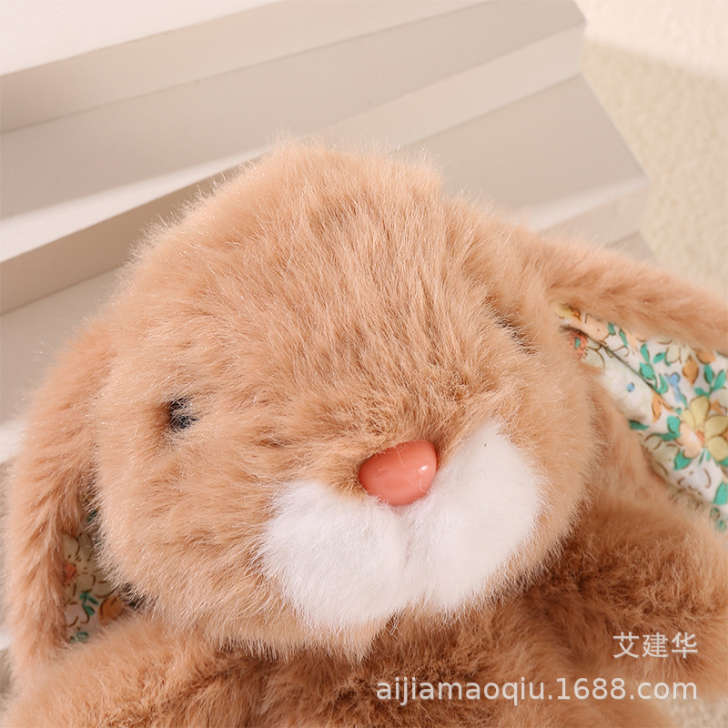 Cartoon floral ear-patterned Bonnie Rabbit plush toy pendant, cute ear-hanging little rabbit bag pendant, doll wholesale pic 7