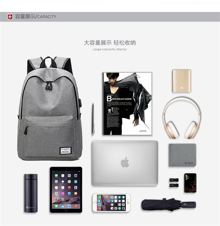 电脑双肩包大容量男女韩版旅行背包学院风时尚商务背包休闲包批发详情13