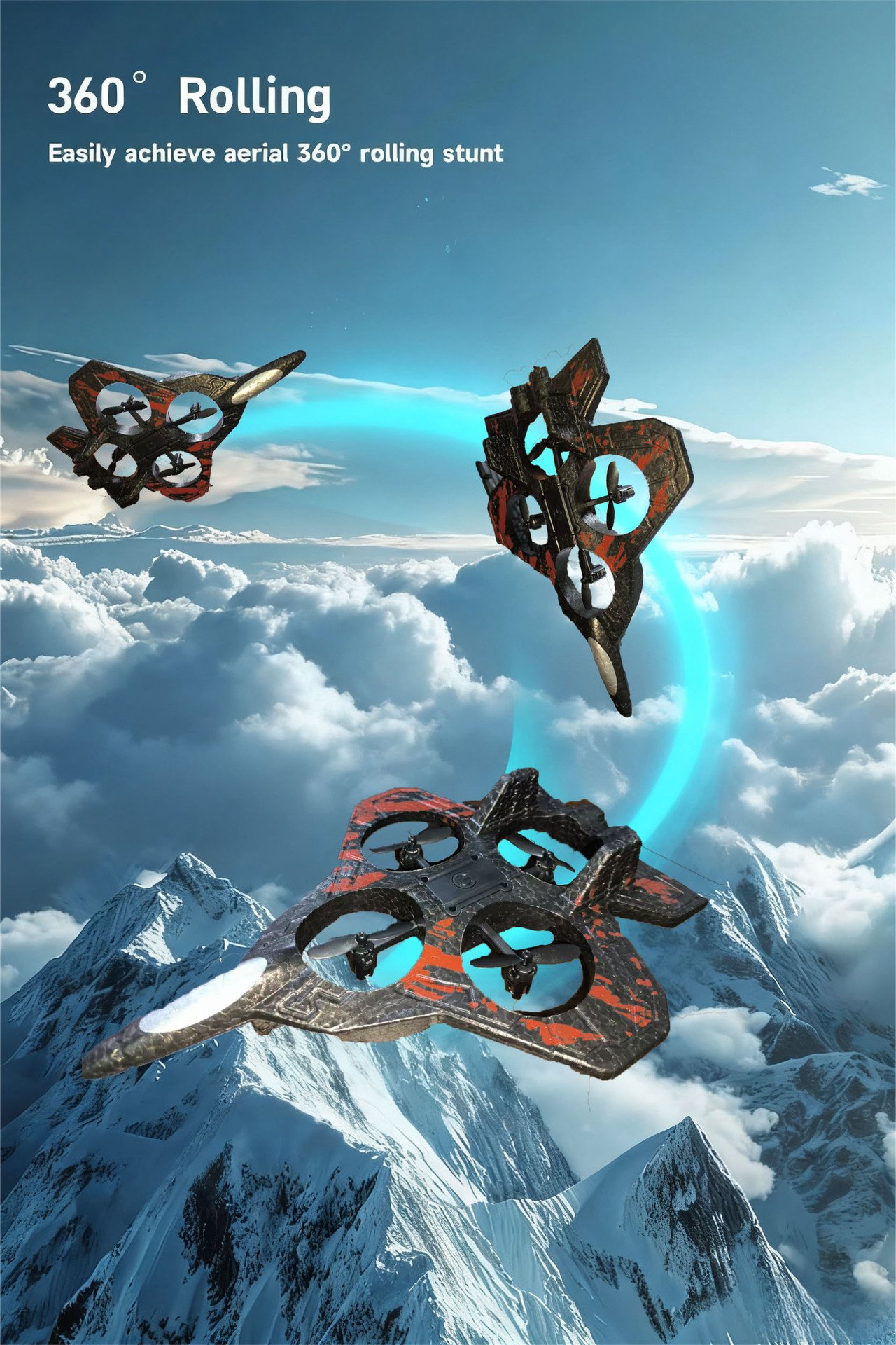Cross-border new remote-controlled aircraft, stunt aircraft, foam aircraft, light charging, shock-resistant four-axis drone toy pic 10