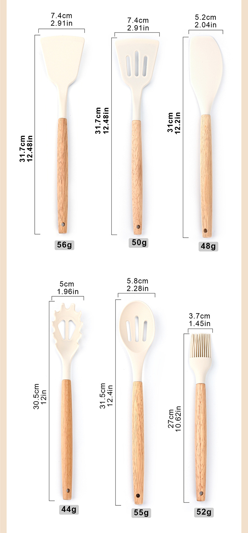 硅胶厨具19件套 木柄铲勺烹饪勺铲 刀具组合套装 厨房不锈钢套刀 带收纳桶现货 高品质耐用实用详情8