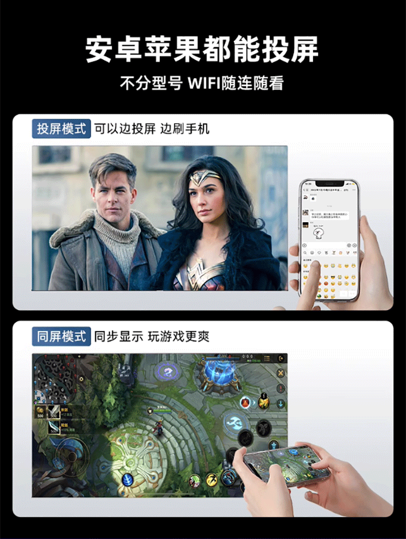跨境爆款炮筒投影仪家用卧室投墙家庭影院无线投屏hy300pro投影机详情11