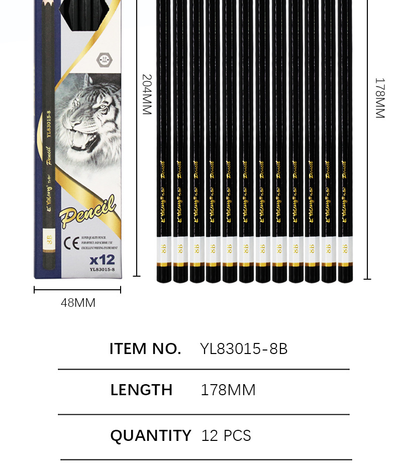 Yalong Cross-border Student Wholesale Hot Selling Stationery Set of 12 standard Pencils for painting Art pic 8